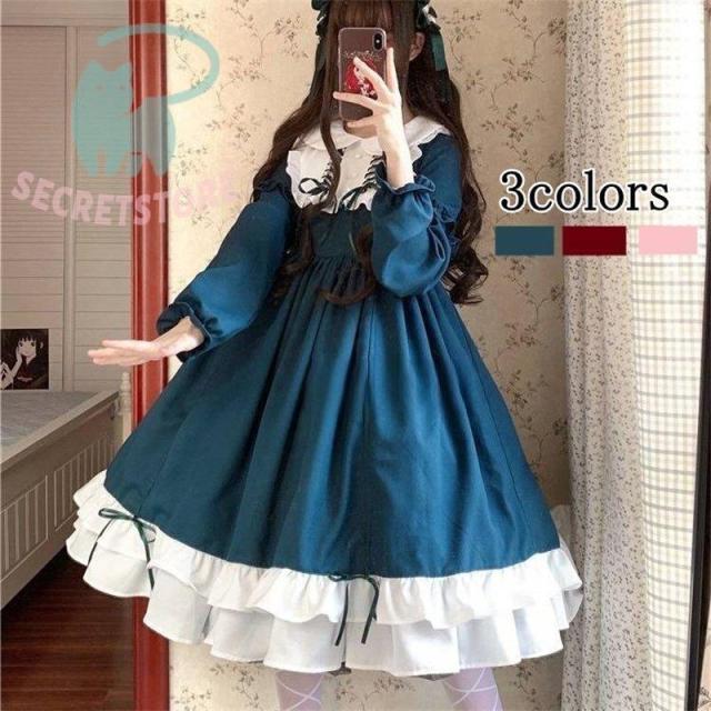 ワンピース ロリータ メイド服 ワンピース ドレス 秋冬服 春夏 原宿風 コスチューム クリスマス 萌え 可愛い おしゃれ