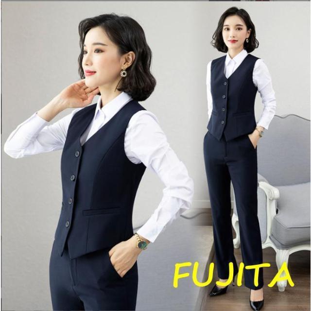 事務服ベストスーツ上下セットベストスカートスーツパンツスーツセット秋春大きいサイズフォーマル制服オフィス用ビジネス_1
