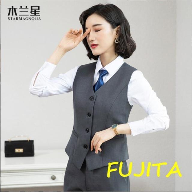事務服ベストスーツ上下セットベストスカートスーツパンツスーツセット秋春大きいサイズフォーマル制服オフィス用ビジネス_3
