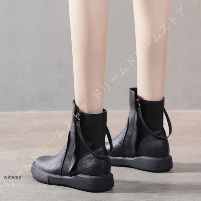 厚底靴 エンジニアブーツ レディース 本革 サイドジップブーツ 疲れ