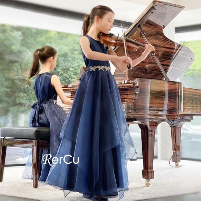 ドレス 子供 女の子 ピアノ発表会 子どもドレス ロングドレス 発表会 ドレス 演奏会 コンクール シンプル フォーマル ジュニア キッズ こども 中学生 高校生 ド