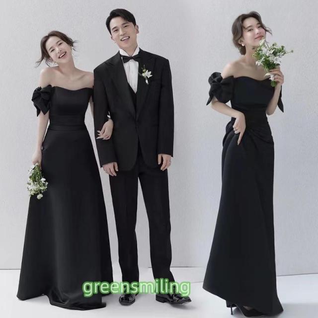 カラードレス ロングドレス ブラック ホワイト オフショルダー 白 黒 パーティードレス ウェディングドレス ウエディングドレス 結婚式 二次会 花嫁 前撮り