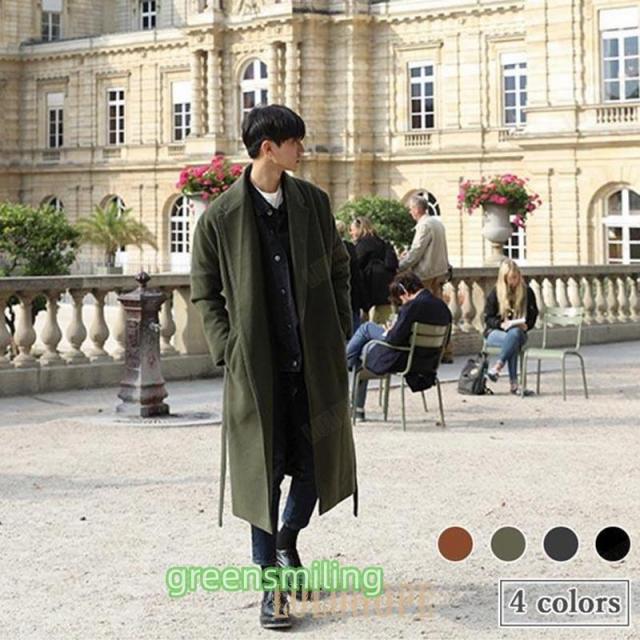ガウンコート メンズ チェスターコート ロングコート 秋冬 アウター ゆったり コート ロング スタイリッシュ 通勤 腰ベルト付き 冬コート