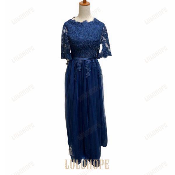 L ロングドレス 結婚式 母親 ドレス 演奏会 袖あり 大人 ピアノ 発表会 ネイビー パーティー 他と被らない アウトレット da434s1c6kc/代引不可