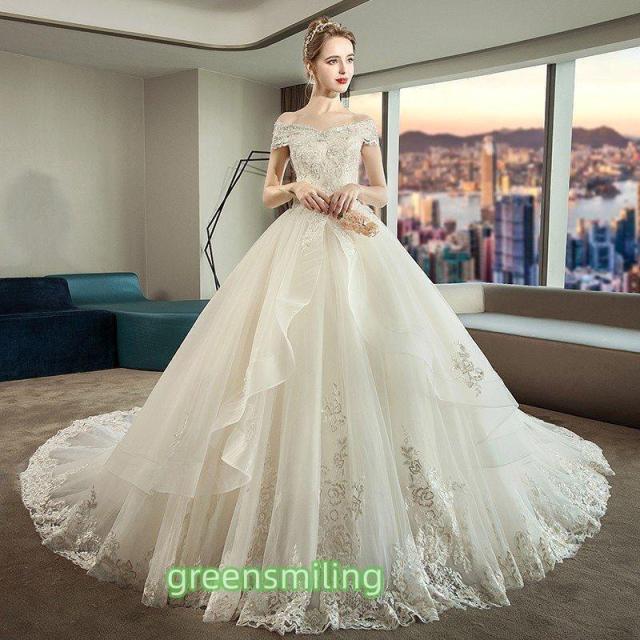 ウェディングドレス 白　袖あり 格安 レース 結婚式 花嫁 ロングドレス ブライダル 二次会 パーティードレス 披露宴 プリンセスドレス 大きいサイズ