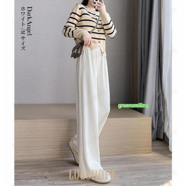 プリーツパンツ 秋 秋冬 パンツ レディース ワイドパンツ ニット