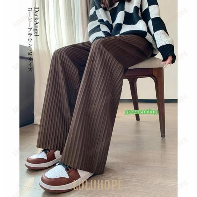 プリーツパンツ 秋 秋冬 パンツ レディース ワイドパンツ ニット