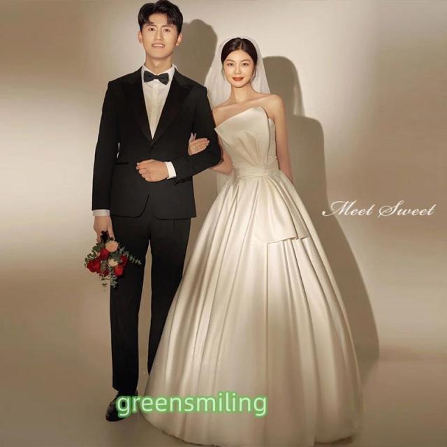 ウェディングドレス ウエディングドレス 二次会 2.5次会 結婚式 披露宴 前撮り 後撮り ブライダル ロングドレス 花嫁 Aラインドレス サテン ビスチェ ベアトップ