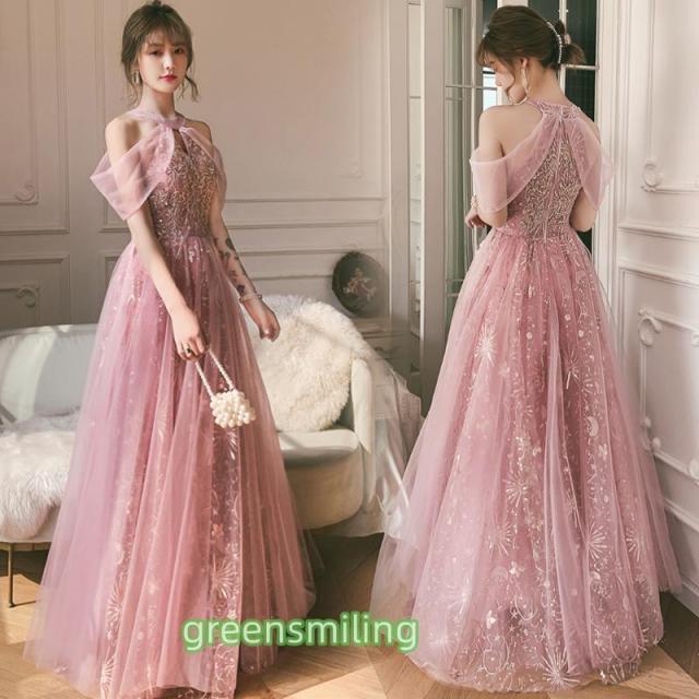 カラードレス ファスナー パーティードレス ロングドレス 結婚式 二次会 発表会 演奏会 ピンク ウェディングドレス ウエディングドレス 花嫁 イブニングドレス