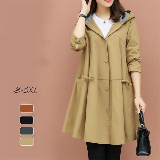 トレンチコート レディース スプリングコート フード付き 春コート ロングコート アウター ゆったり 大きいサイズ 通勤 韓国風 おしゃれ