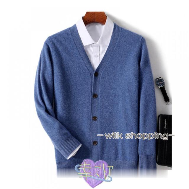 カーディガン メンズ 大きいサイズ セーター カシミヤ Vネックカーディガン ニッカーデ ショート 職場 オフィス ビジネス カジュアル ニット