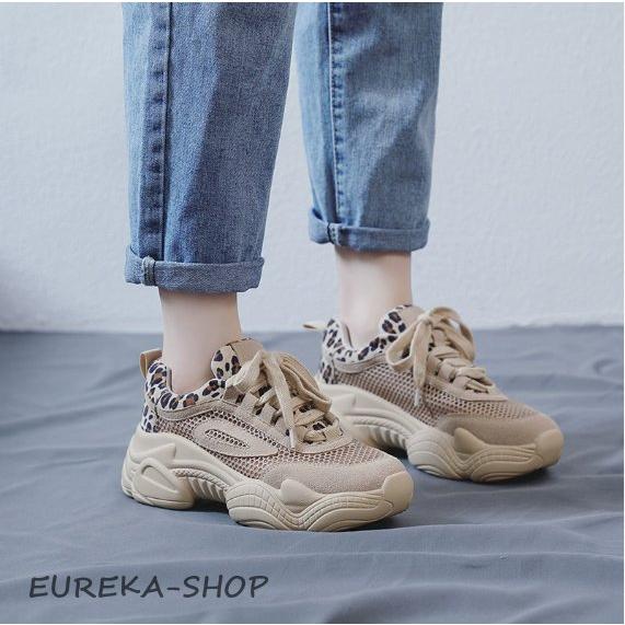 レオパードダッドスニーカー厚底メッシュ韓国オルチャンストリート原宿系夏ヒョウ柄通気性アメカジ靴シューズ40代30代20代