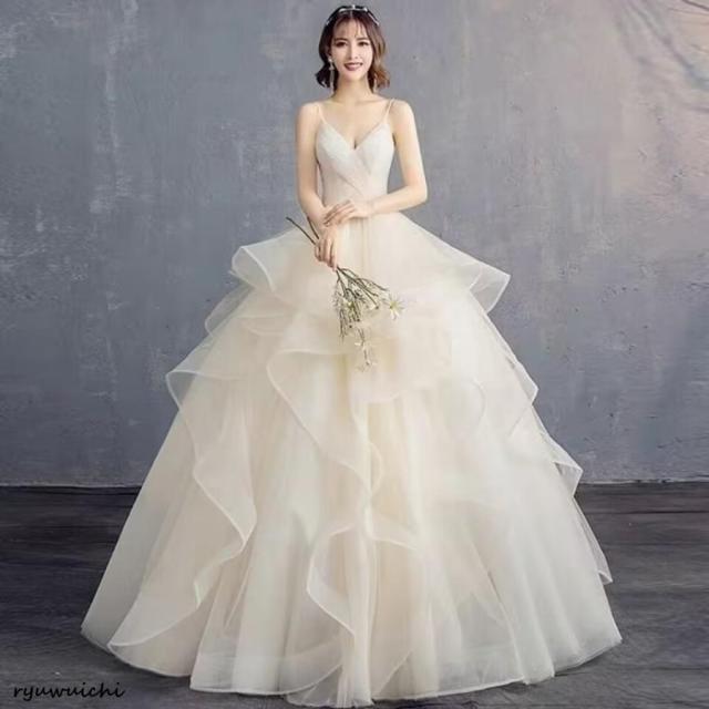 ウェディングドレス白 パーティードレス ビスチェタイプ 花嫁ロングドレス 結婚式 刺繍レース 露背 二次会 お呼ばれ 挙式 姫系hs5168