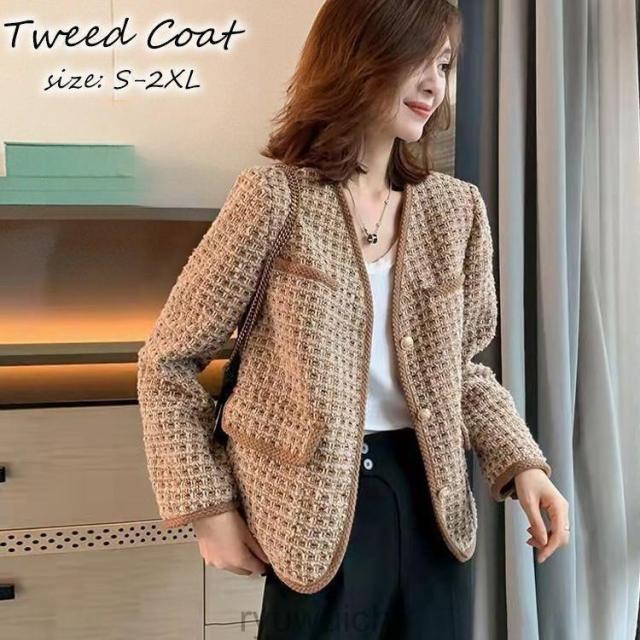 ツイードジャケット レディース 40代 長袖ノーカラージャケット ショット丈ツイードコート 春コート 薄手アウター 秋服 韓国風 通勤OL オフィス 30代 50代