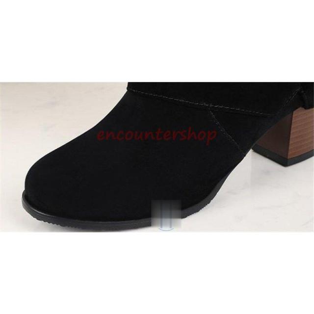 ロングブーツレディースショートブーツ黒大きいサイズロングブーツ防寒太めヒール ロングブーツスエード 美脚 シューズ 秋冬ブーツパーティー?26.5ｃ ｍ