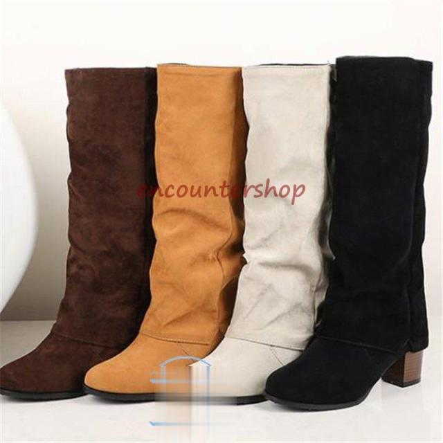 ロングブーツレディースショートブーツ黒大きいサイズロングブーツ防寒太めヒール ロングブーツスエード 美脚 シューズ 秋冬ブーツパーティー?26.5ｃ ｍ