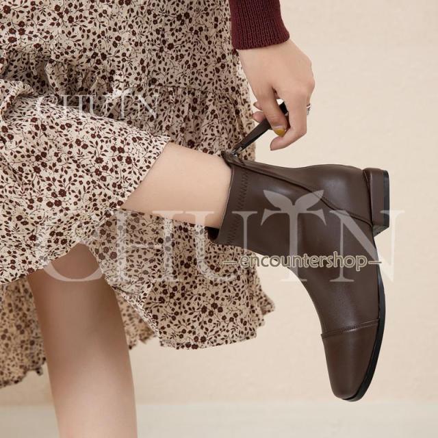 ブーティー歩きやすいショートブーツレディースブーツ ブーティー大きいサイズ ローヒールショートブーツ内ボア靴 美脚ショートブーツ足が疲れない 通勤?26.5cm