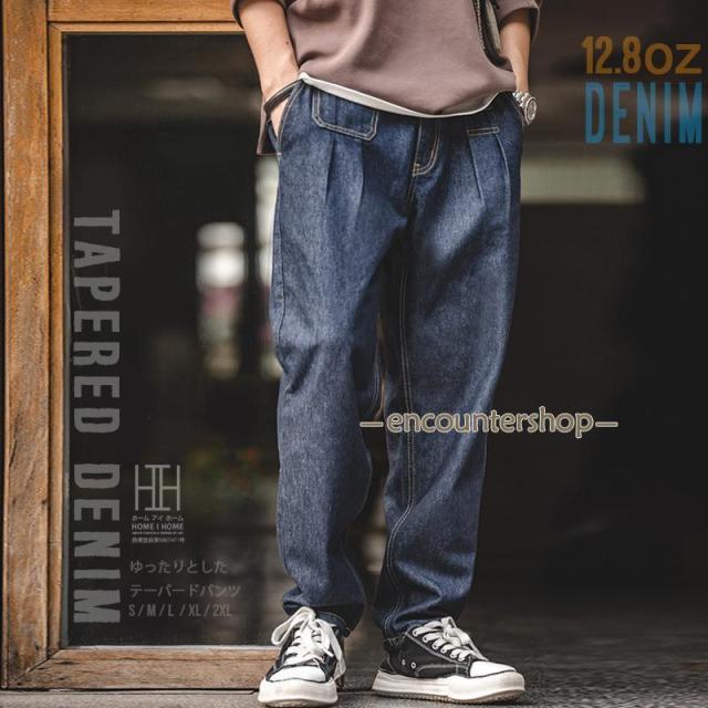 デニムパンツ テーパードパンツ メンズ イージーパンツ ジーンズ ウエストゴム おしゃれ カジュアル アウトドア キャンプ ウォッシュ加工 ストリート アメカジ