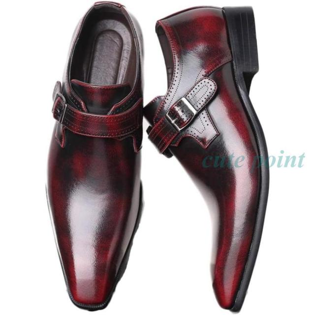 革靴 ビジネスシューズ メンズ ロングノーズ 紳士靴 革靴 スワールモカシン フォーマルシューズ モンクストラップ 大きいサイズ 営業マン