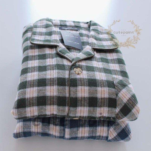 パジャマ メンズ 綿100％長袖 上下セット 前開き 秋冬 チェック柄　おしゃれ パジャマ 暖か　前開きパジャマ 　部屋着　ルームウェア　防寒　寝巻き