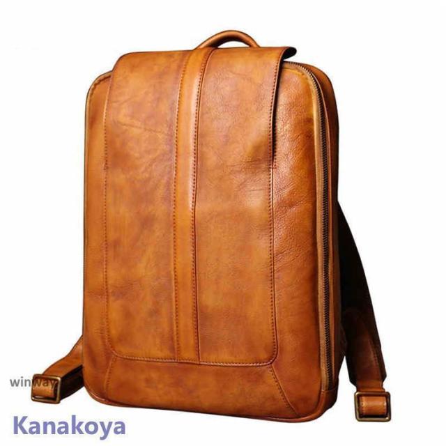 リュック　メンズ　リュックサック 本革　牛革　デイパック　ビジネス　バックパック　レザー　通勤通学　旅行　出張　自転車鞄　カバン　男女兼用