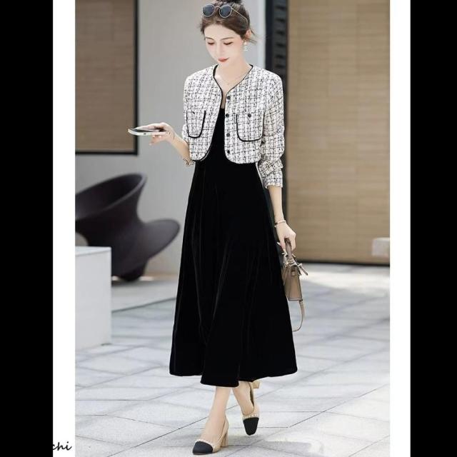 セットアップ レディース ツイードジャケット スカート スーツ セレモニースーツ 卒業式 きれいめ ノーカラー ロングスカー 40代 フォーマル