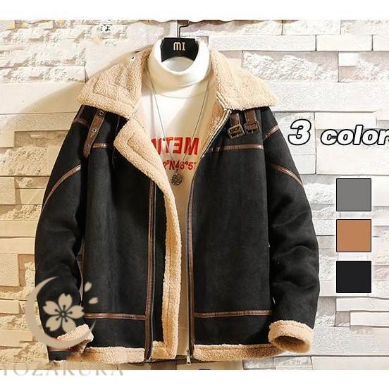 ムートンコート 大好評 ジャケット メンズ ボアジャケット アウター 裏ボア ブルゾン 裏起毛 おしゃれ 防寒 冬 ゆったり 暖かい 毛皮コート