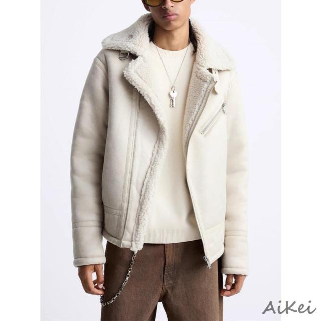 ムートンジャケット メンズ ボアジャケット ブルゾン ボア あったか 防寒 無地 おしゃれ 冬服 アウター