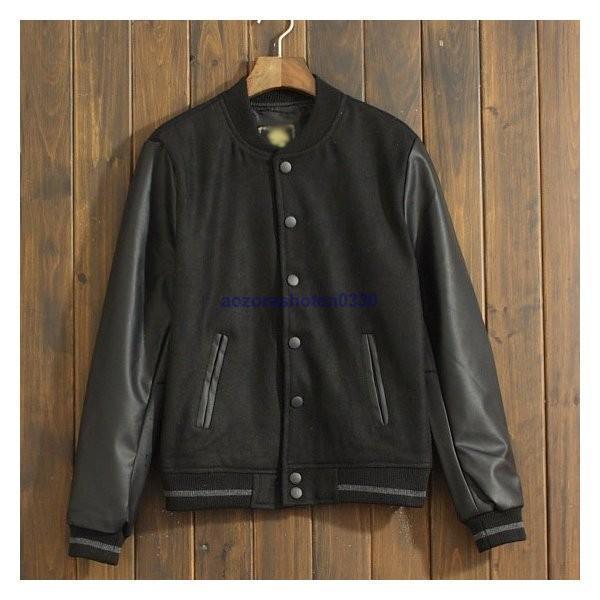秋冬用 メンズ スタジャン 中綿入り レザー袖 暖かい 防寒 シンプル 格好いい 異素材MIX スタジアムジャンパー カジュアルジャケット 大きいサ