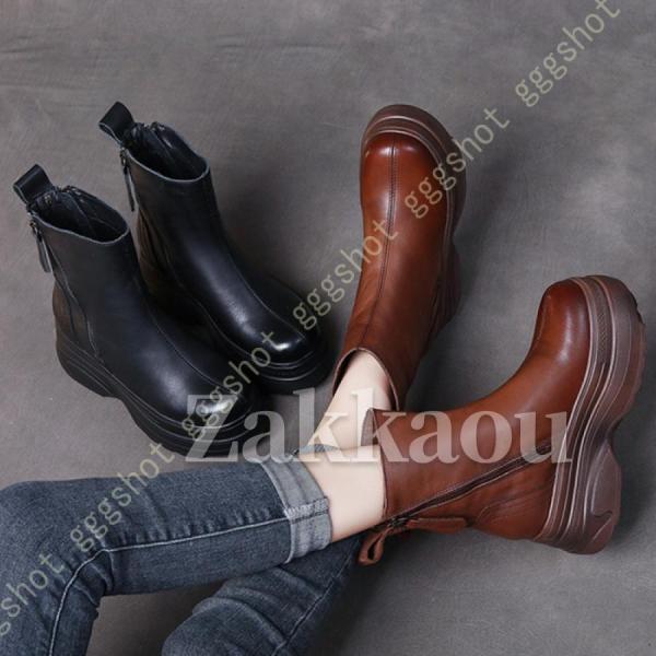 ショートブーツ ヒール ブーツ 冬 大きいサイズ 疲れない ショート レディース スーツ チャンキーヒール ブーティー 厚底 足が痛くならない 太ヒール 靴 牛革