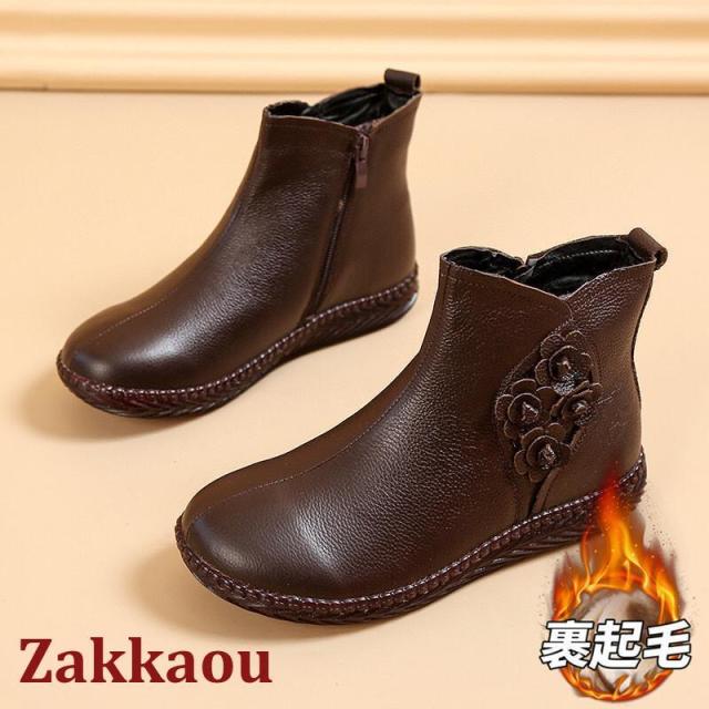 ブーツ レディース ローヒール ショートブーツ 歩きやすい 履きやすい 軽い 防滑 本革 牛革 柔らかい 裏ボア 裏起毛 防寒 秋冬 ワークシューズ