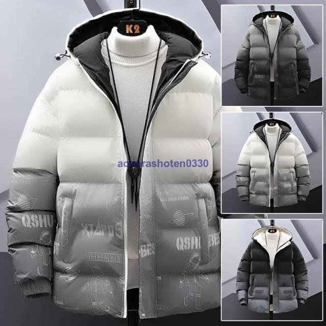 ダウンジャケット メンズ フード付き 中綿コート 綿入れアウター ジャンパー 防寒防風 厚手保温 高品質 ジャケット