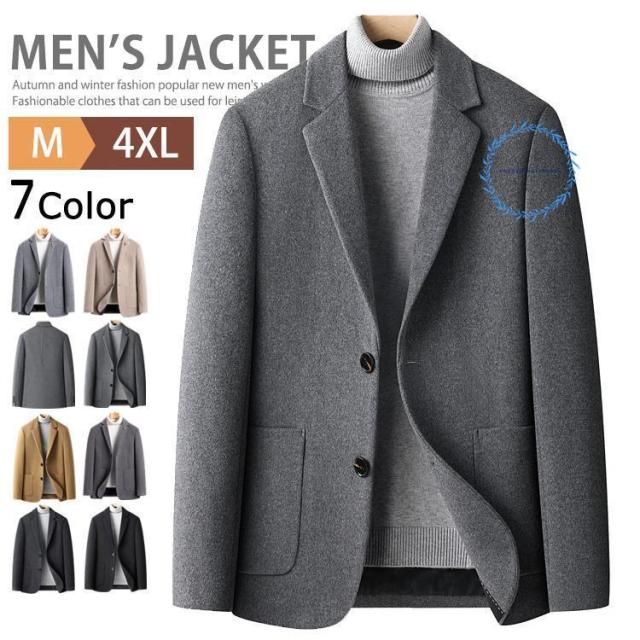ブレザー メンズ 秋冬 テーラードジャケット ウールコート シングル 2つボタン ビジネスジャケット ゴルフジャケット オフィスカジュアル レギュラーフィット ジ