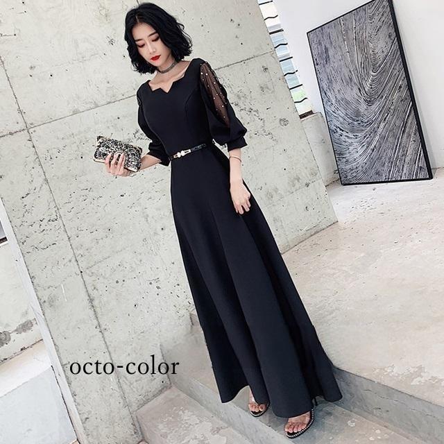 パーティードレス ロング 袖あり パーティードレス 大きいサイズ 3L 4L 結婚式 ワンピース 結婚式 ドレス 結婚式お呼ばれドレス ロングドレス