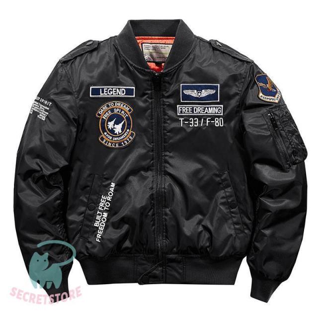 ミリタリー 中綿コート メンズ MA-1 中綿入り 冬アウター 立ち襟 刺繍 英文字 個性 カジュアル オシャレ MA1 春 秋冬 防寒着