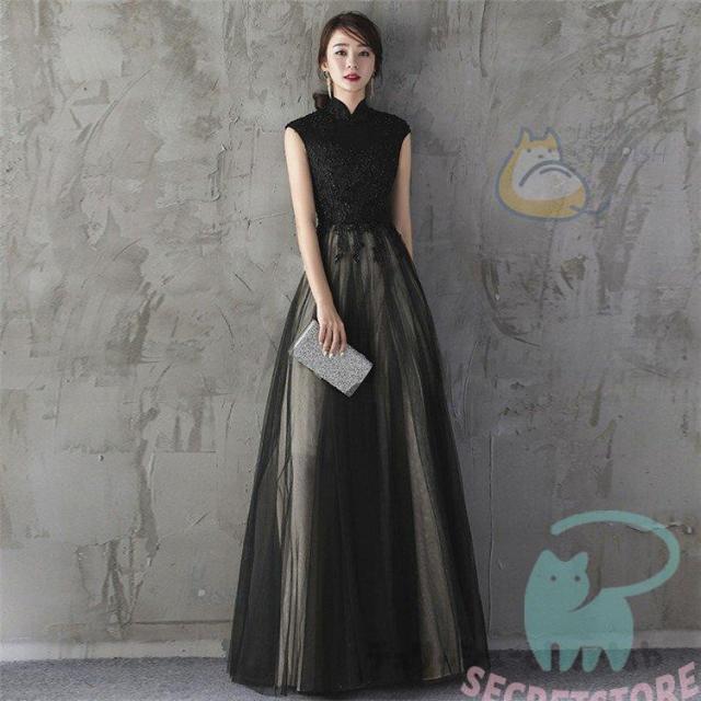 ロングドレス 演奏会 パーティードレス ドレス レディース 結婚式 ドレス ハイネック ロング丈 ピアノ 発表会 お呼ばれ 二次会 披露宴 上品 大人 卒業式