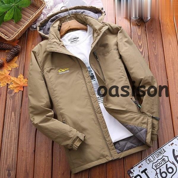 マウンテンジャケットメンズアウトドアジャケット秋冬パーカー防風バイクウェア長袖ジャケット登山旅行保温性男用厚手防寒着