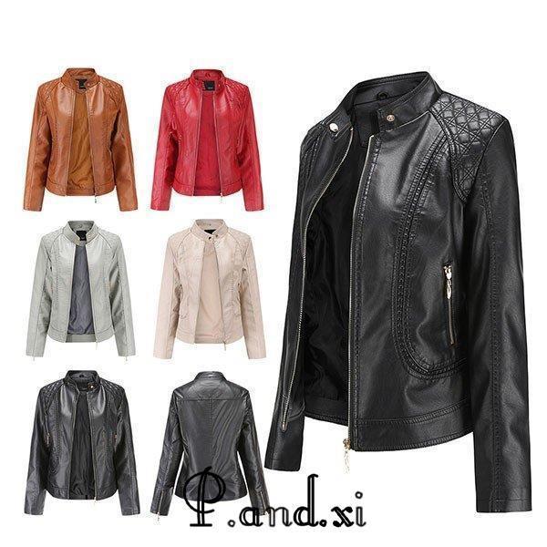 レザージャケット レディース 40代 春秋冬 ライダースジャケット 革ジャン ブルゾンアウター PUジャケット 大きいサイズ ショート丈 着痩せ おしゃれ 通勤