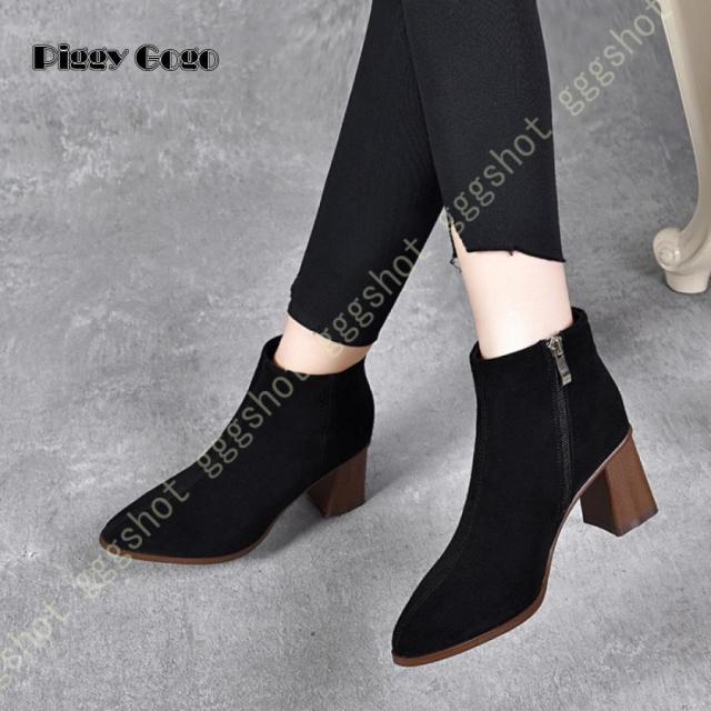 本革 ブーツ サイドジップブーツ ショートブーツ レディース とんがり 黒 大きいサイズ 歩きやすい ハイヒール レザー 痛くない ブーティー レディース靴 春靴