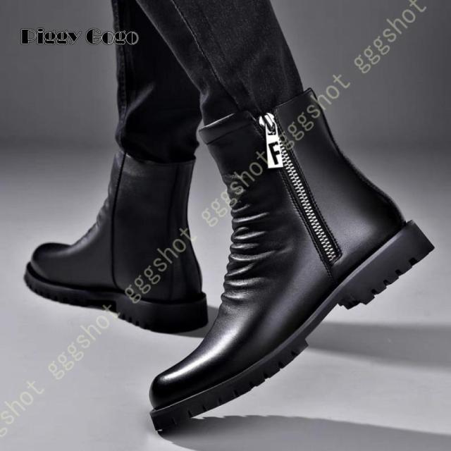 ブーツ メンズ サイドジッパー式 履きやすい 革靴 歩きやすい エンジニアブーツ 紳士靴 ショートブーツ ジョッキーブーツ ウエスタンブーツ 防滑 通気性