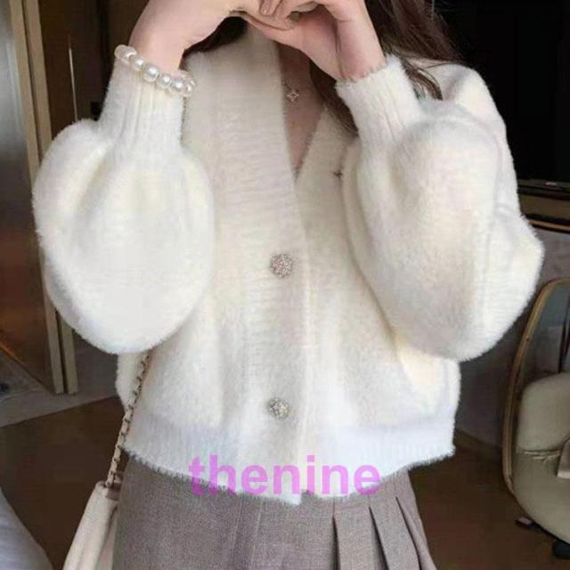 春秋冬　ニットカーディガン　レディース カーディガン ショート丈 厚手 セーター 婦人　ニット コート アウター 羽織り 通勤 お呼ばれ