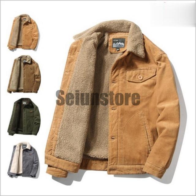 ボアジャケット ブルゾン コールテンジャケット メンズ 秋 アウター 保温 コート カジュアル 裏ボア ポケット付き 防寒服