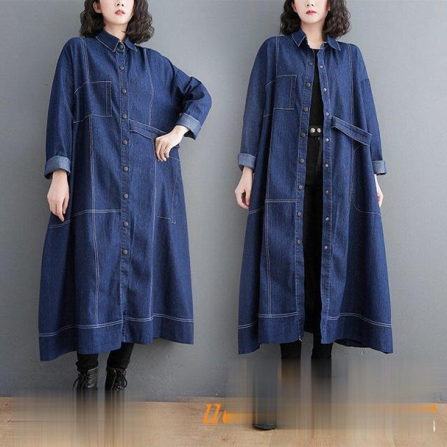 デニムワンピース シャツワンピース ジーンズ ロング丈 ワンピース レディース デニムシャツ 春秋服 カーディガン アウター 20代30代40代50代 着痩せ