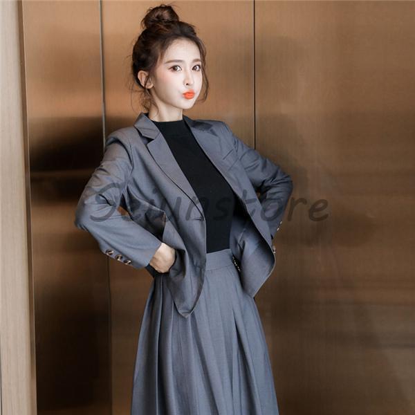 スーツ レディース 上下セット ビジネススーツ スカートスーツ 2点セット フレア 春 夏 長袖 ビジネス 通勤 オフィス 仕事 フォーマル 普段使い