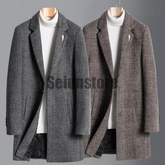 チェック柄チェスターコート ウールコート メンズ アウター コート 防寒 あたたか ビジネス 通勤