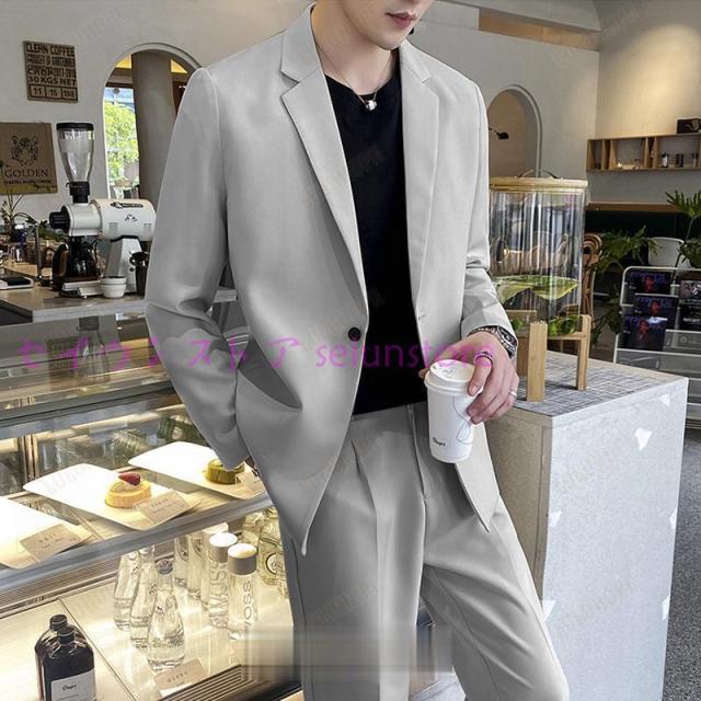 カジュアルスーツ メンズ セットアップ スーツ ストレッチ おしゃれ 代 代 ウォッシャブル トラベラー 春 夏 秋 通勤 オフィス カジュアル