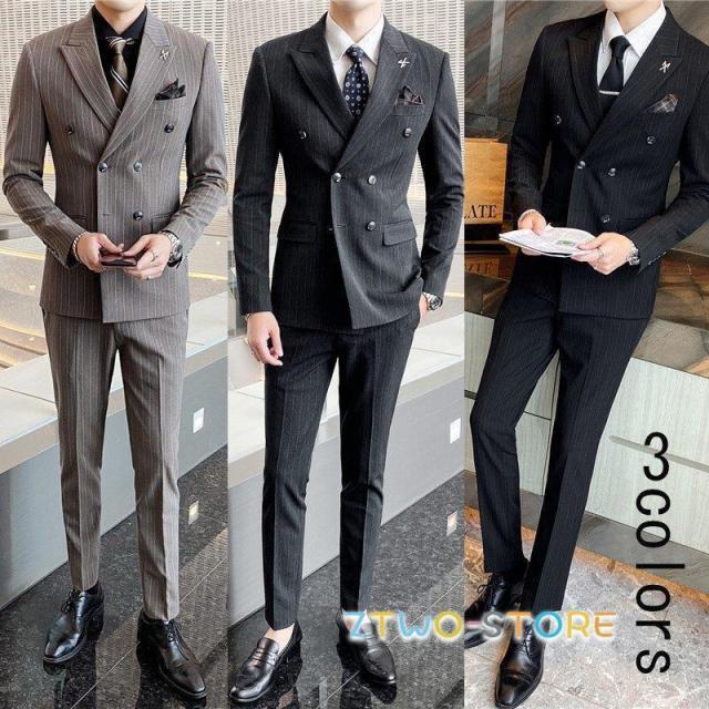 メンズスーツ 結婚式 パーティー 3点セット 宴会 披露宴 成人の日 カジュアル 大きいサイズ スリーピース スリムスーツ 面接 ビジネス 通勤 出張 セットアップ
