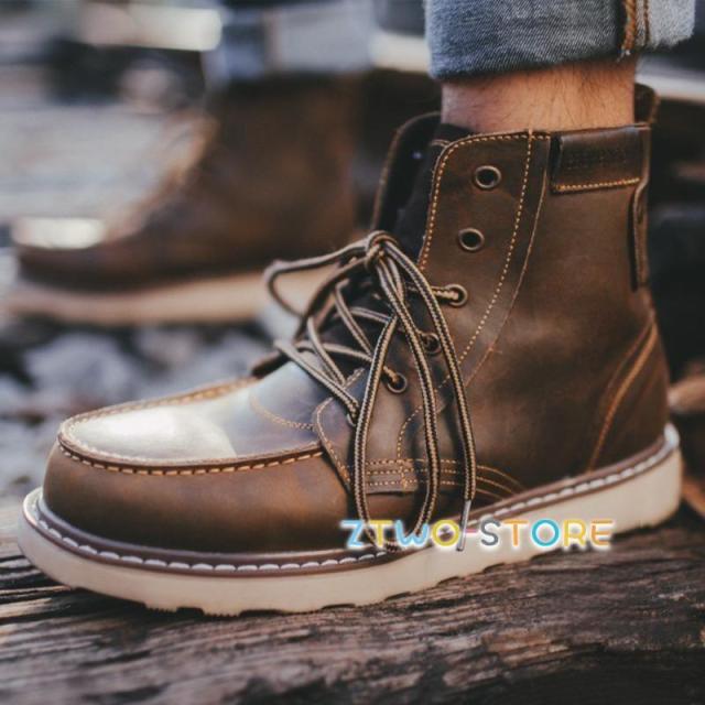 ワークブーツ ブーツ メンズ 本革 防寒 バイク 防滑 牛革 ショートブーツ 厚底 防寒ブーツ メンズブーツ 秋 冬 革靴 シューズ ブーツ アメカジ
