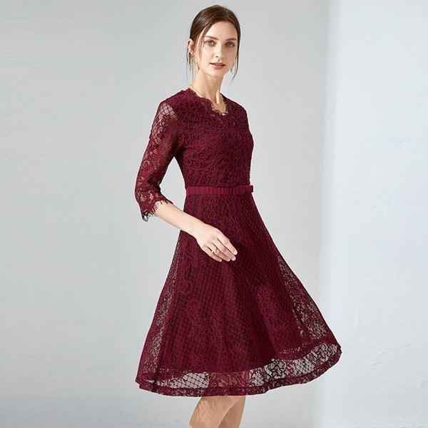 大きいサイズ ドレス 結婚式 お呼ばれ 発表会 謝恩会 深い渋みレッド