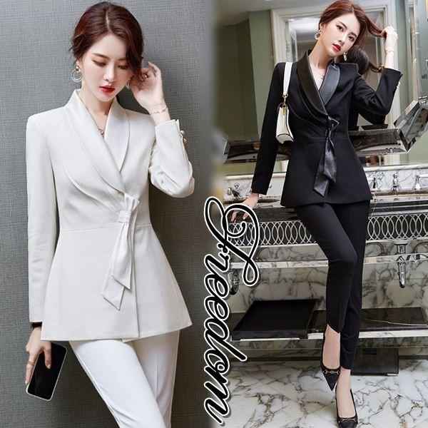 大きいサイズ スーツ フォーマル OL 入学式 卒業式 ウエストリボン使いジャケット＆パンツ2点セットレディーススーツ 2L 3L 4L 5L サイズ セール